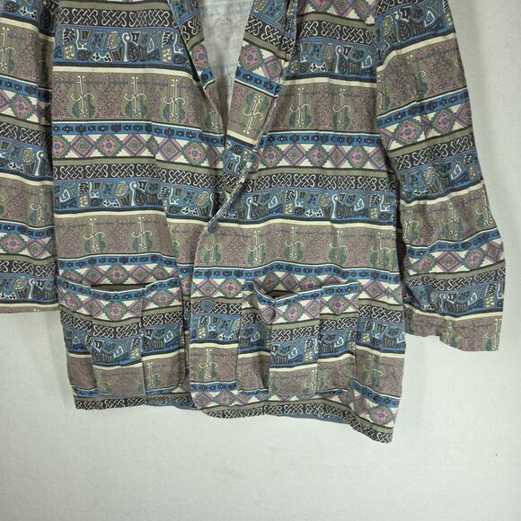 Vintage Chicos Womens Blazer Jacket Large Pockets Business Grandma Aztec Western - Picture 11 of 11
